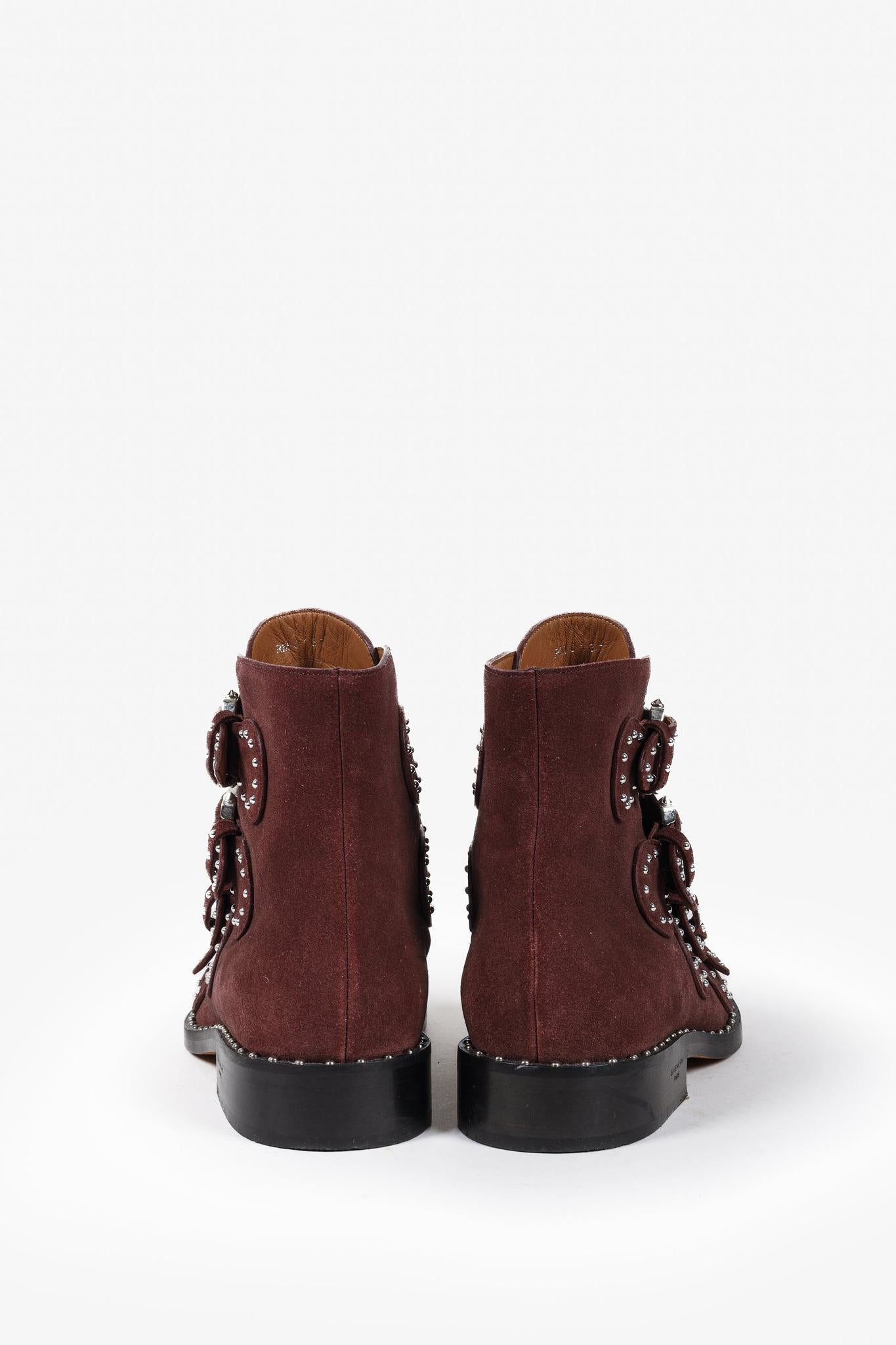 Givenchy Elegant Burgundy Suede Studded Boots