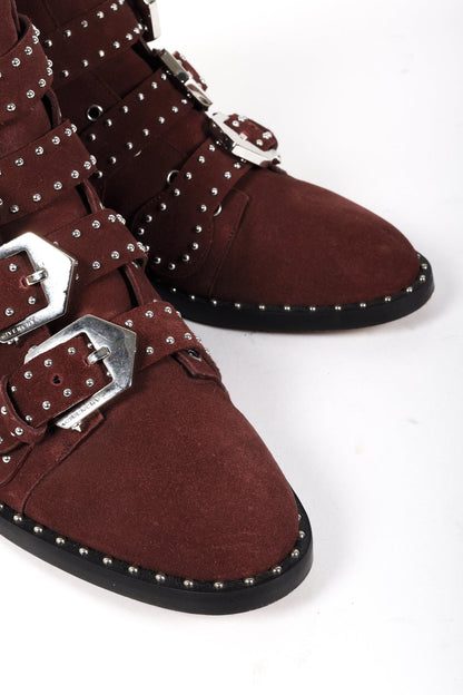 Givenchy Elegant Burgundy Suede Studded Boots