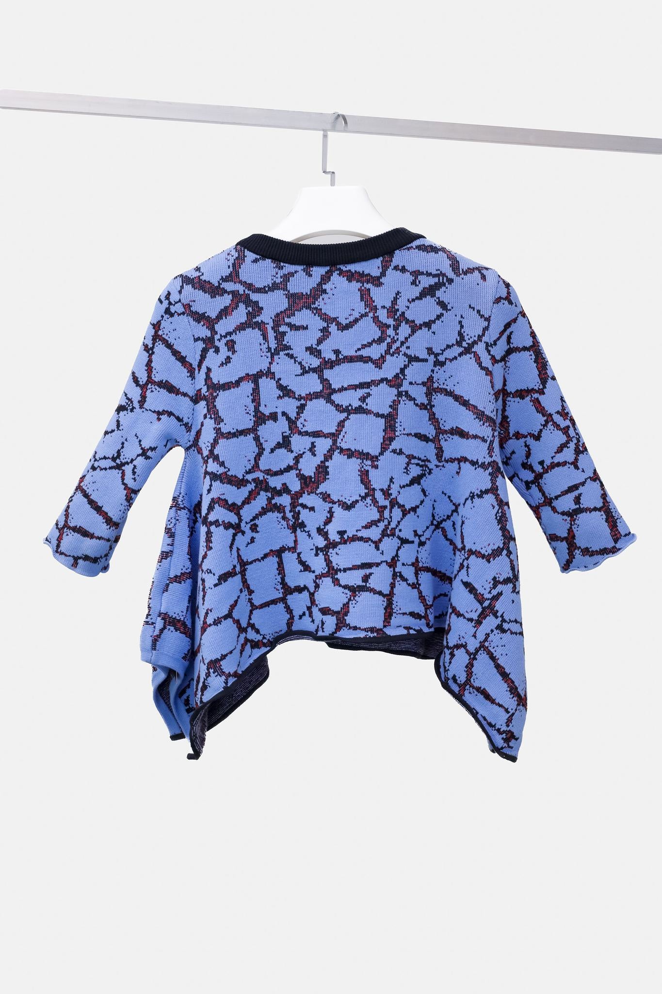 Opening Ceremony Peony Blue Crackle Handkerchief Hem Sweater