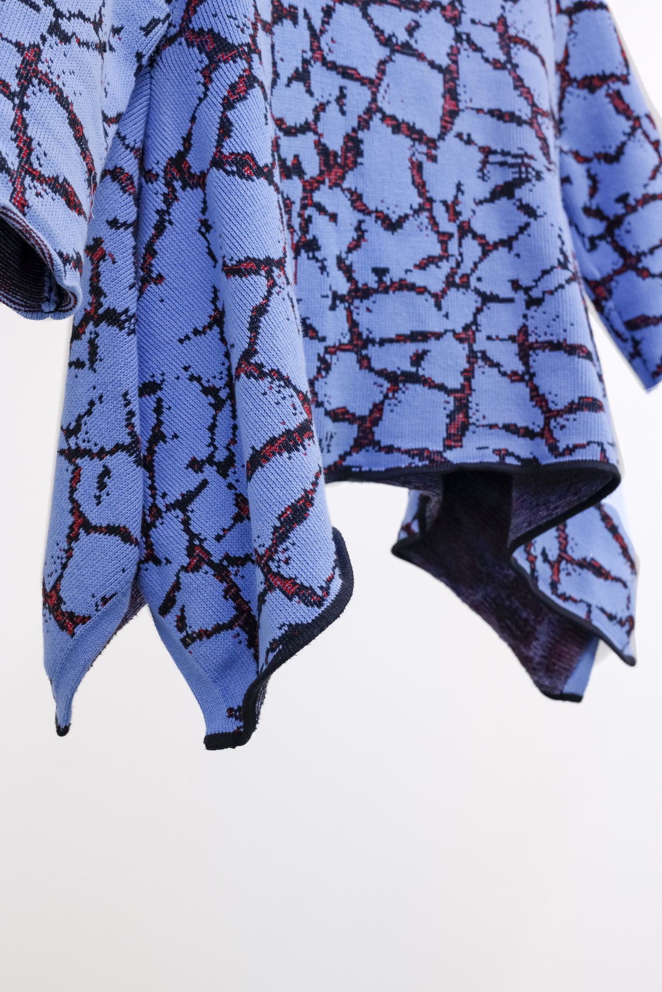 Opening Ceremony Peony Blue Crackle Handkerchief Hem Sweater