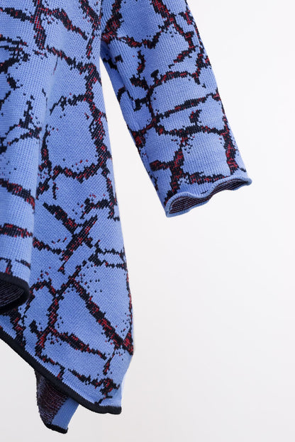 Opening Ceremony Peony Blue Crackle Handkerchief Hem Sweater