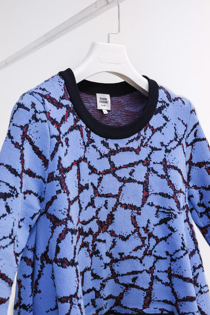 Opening Ceremony Peony Blue Crackle Handkerchief Hem Sweater