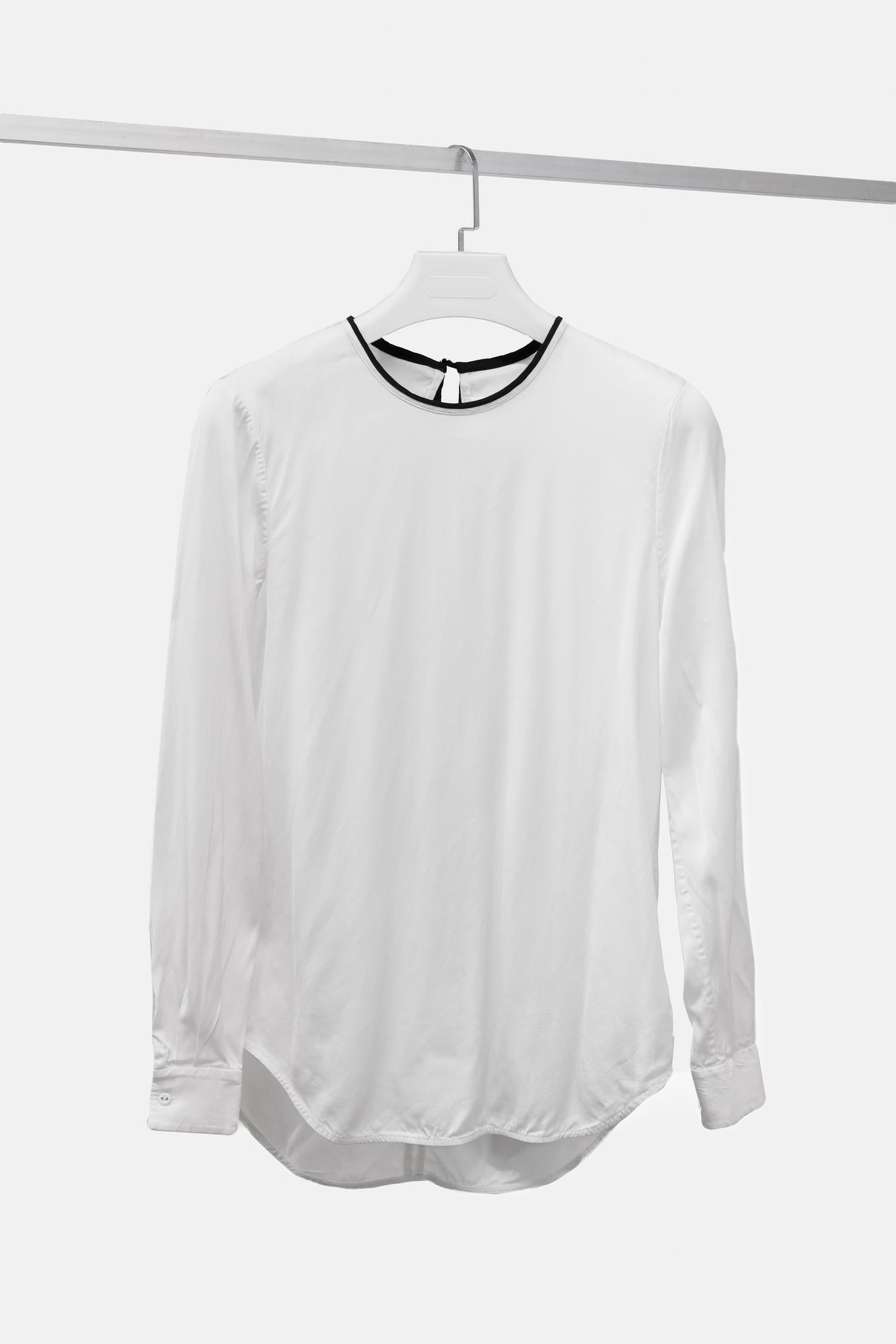 Victoria Victoria Beckham PF/17 White Satin Tie Check Blouse