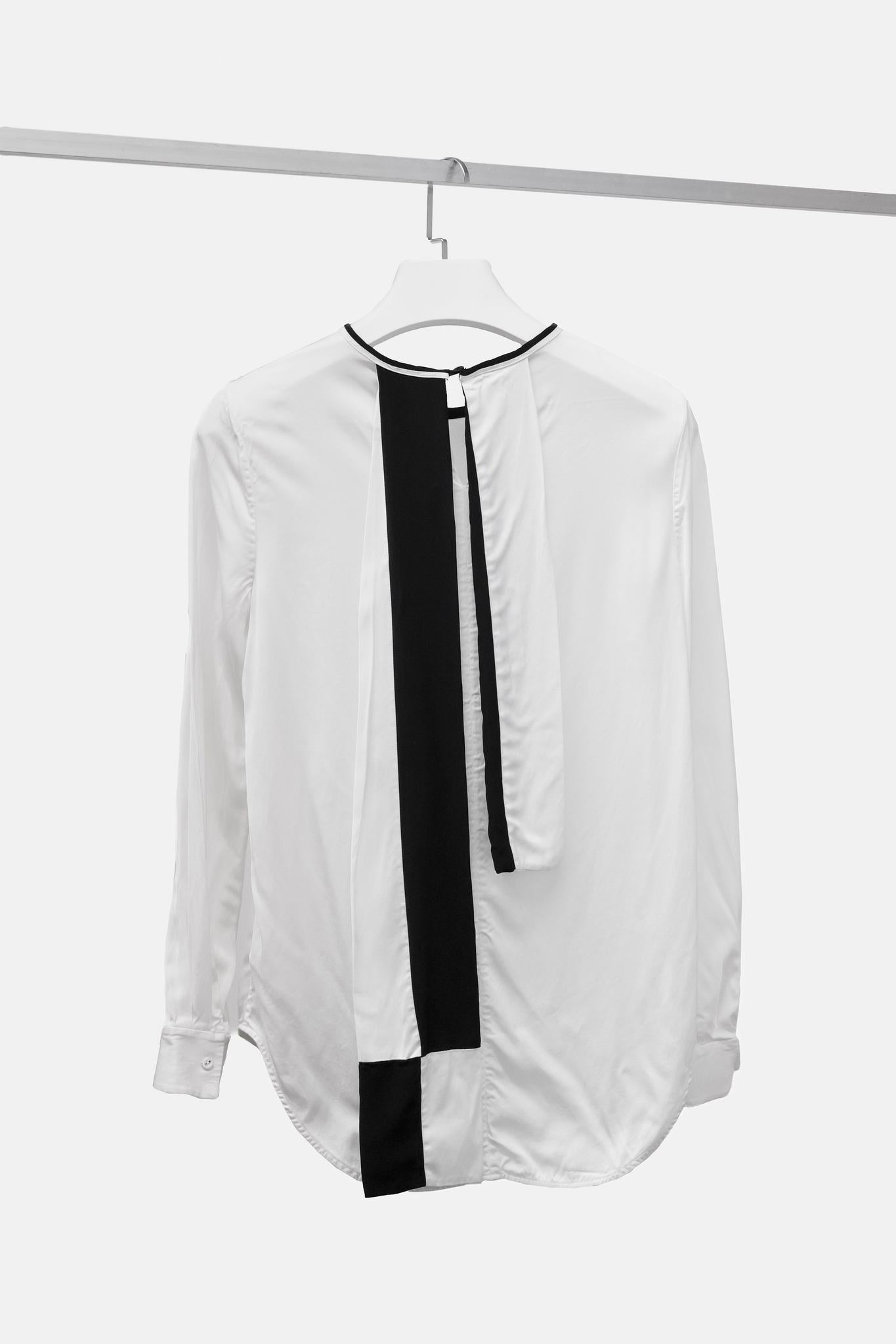 Victoria Victoria Beckham PF/17 White Satin Tie Check Blouse