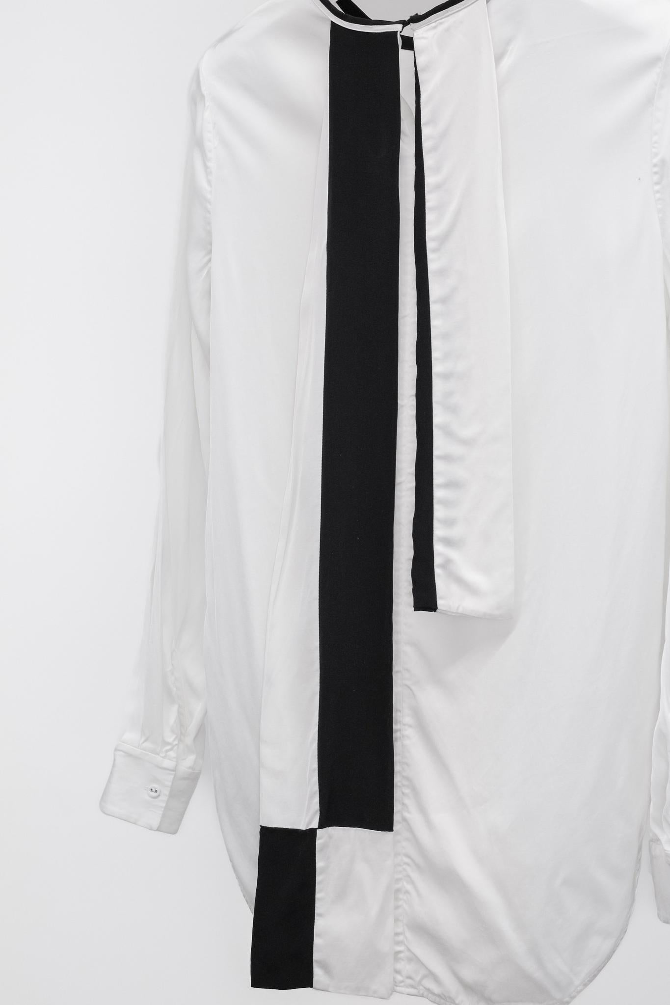 Victoria Victoria Beckham PF/17 White Satin Tie Check Blouse