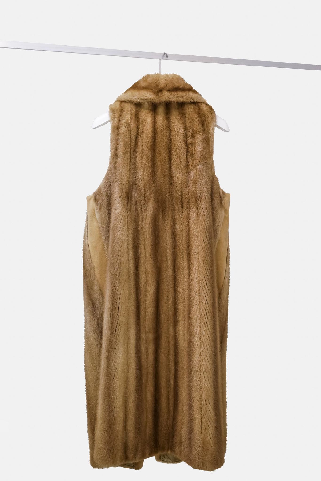 Paris Furs Long Beige Mink Vest