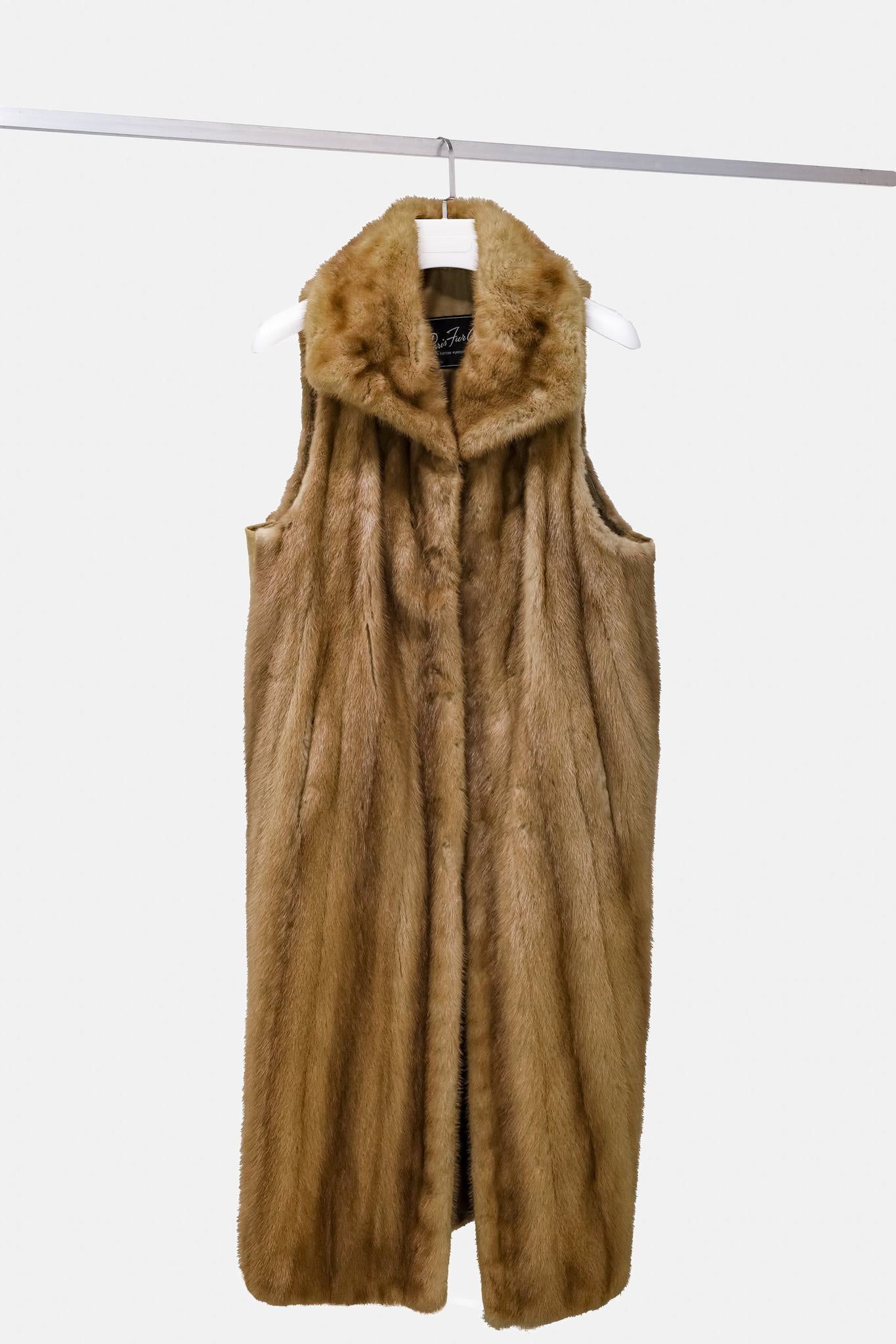 Paris Furs Long Beige Mink Vest