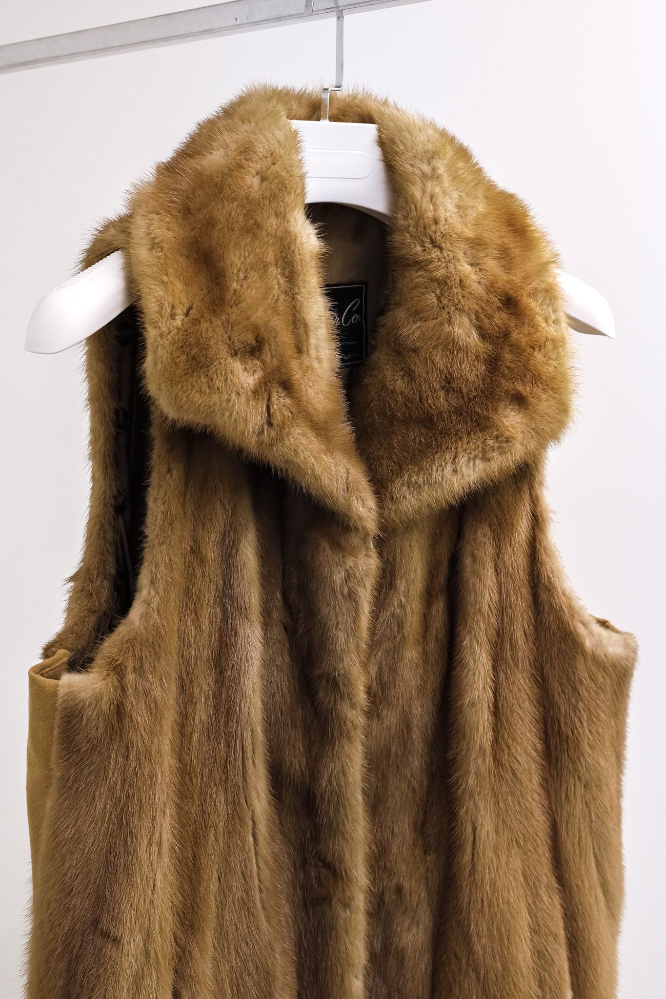 Paris Furs Long Beige Mink Vest