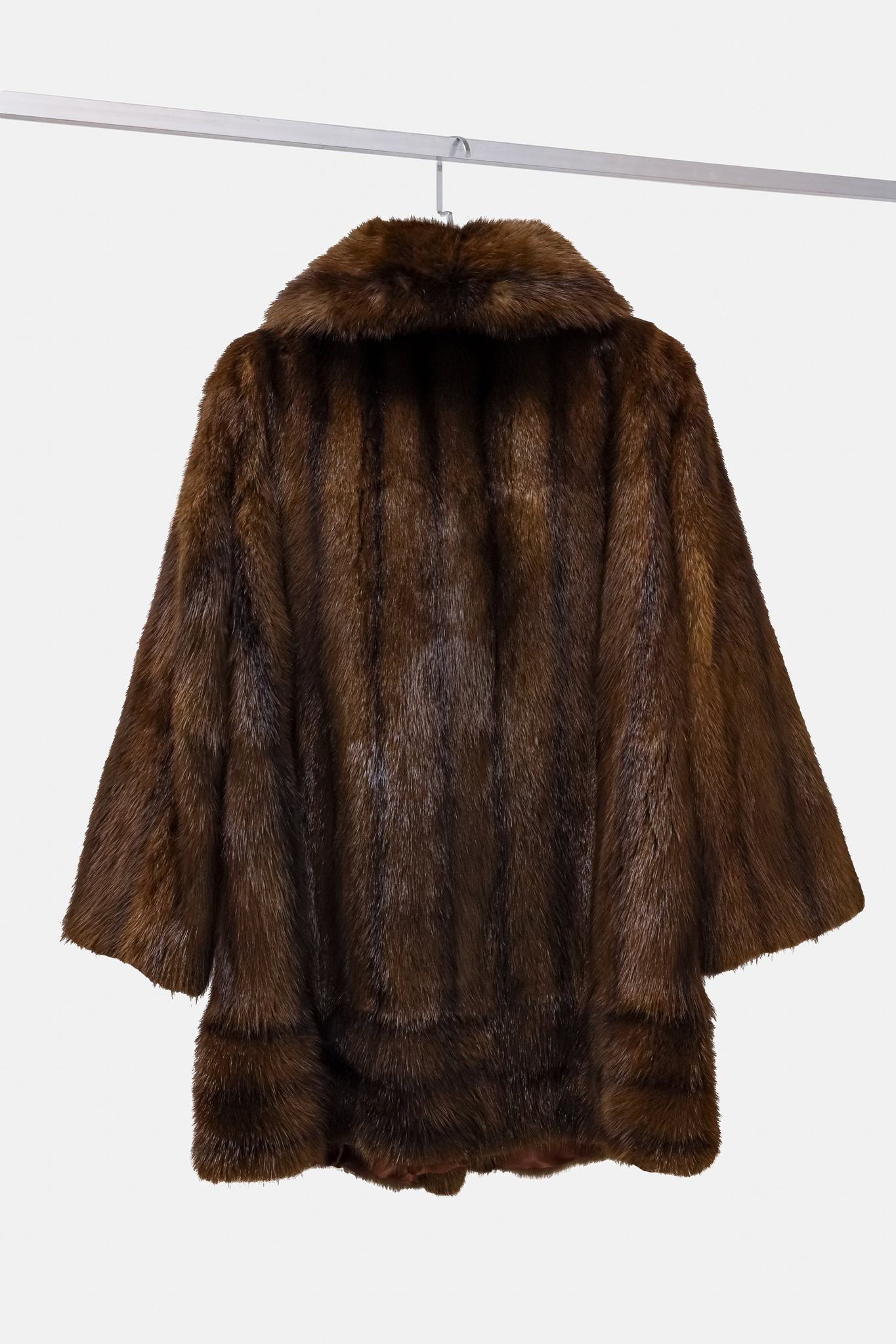 Hudson's Bay Company Striped Beaver Fur Car Coat