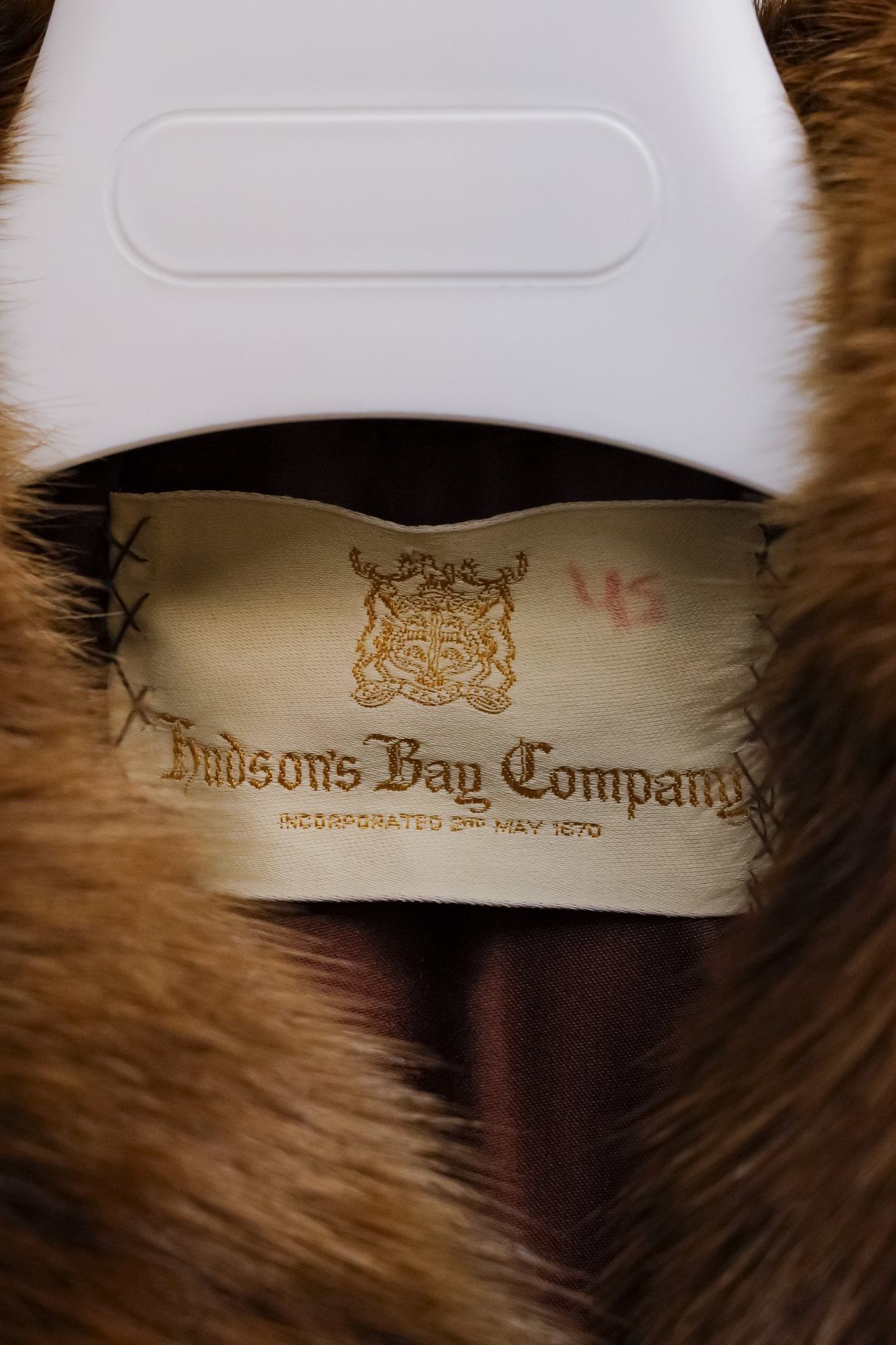 Hudson's Bay Company Striped Beaver Fur Car Coat