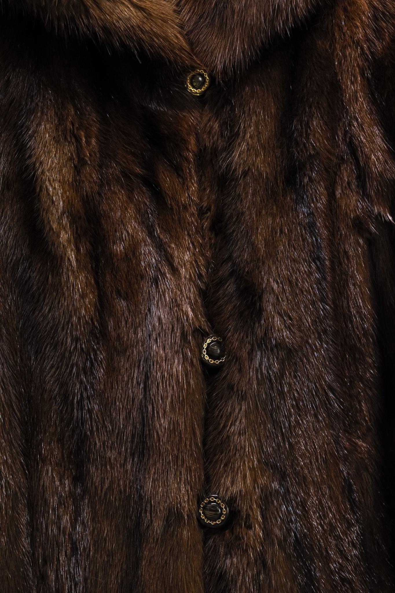 Hudson's Bay Company Striped Beaver Fur Car Coat