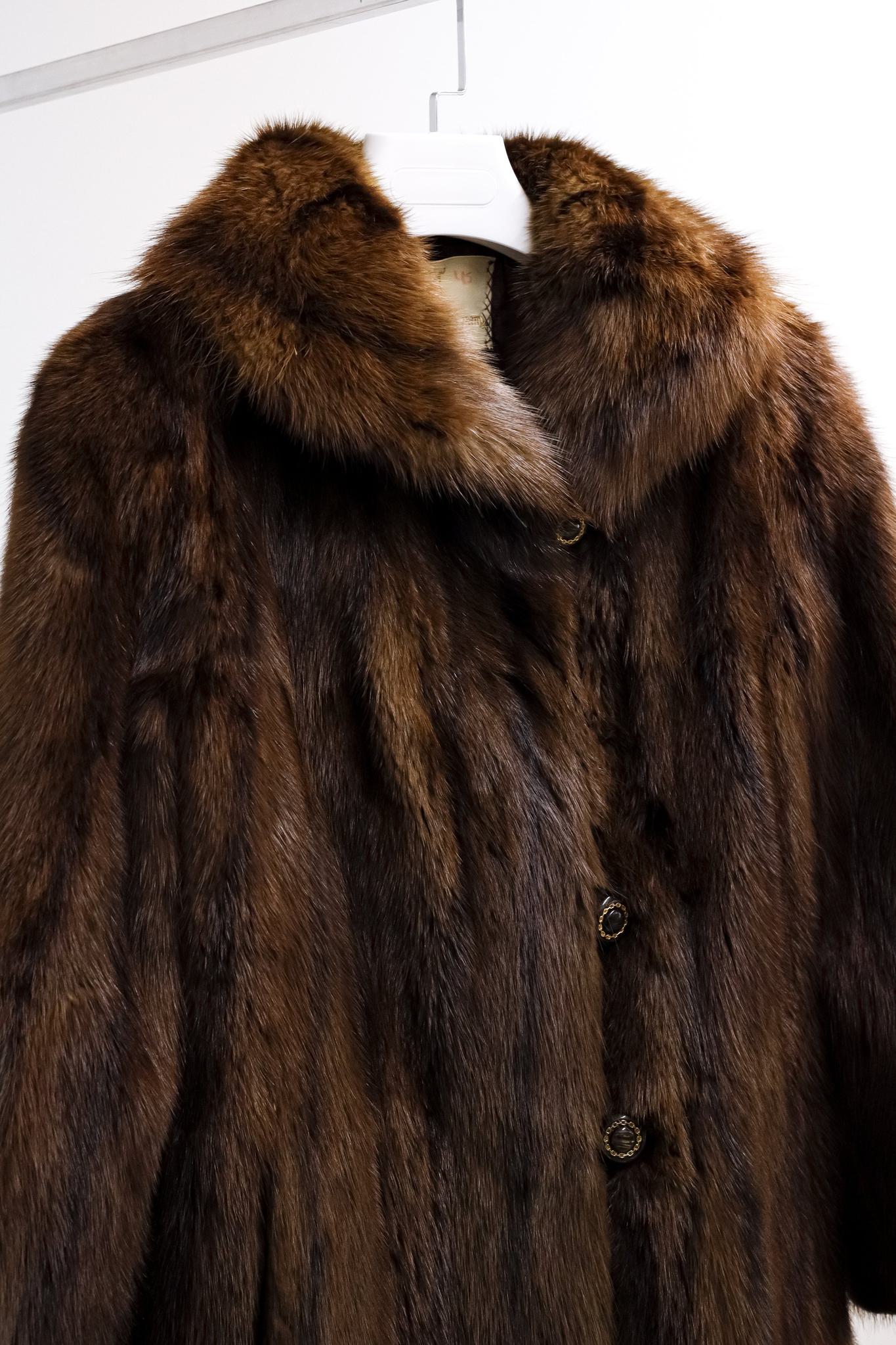 Hudson's Bay Company Striped Beaver Fur Car Coat