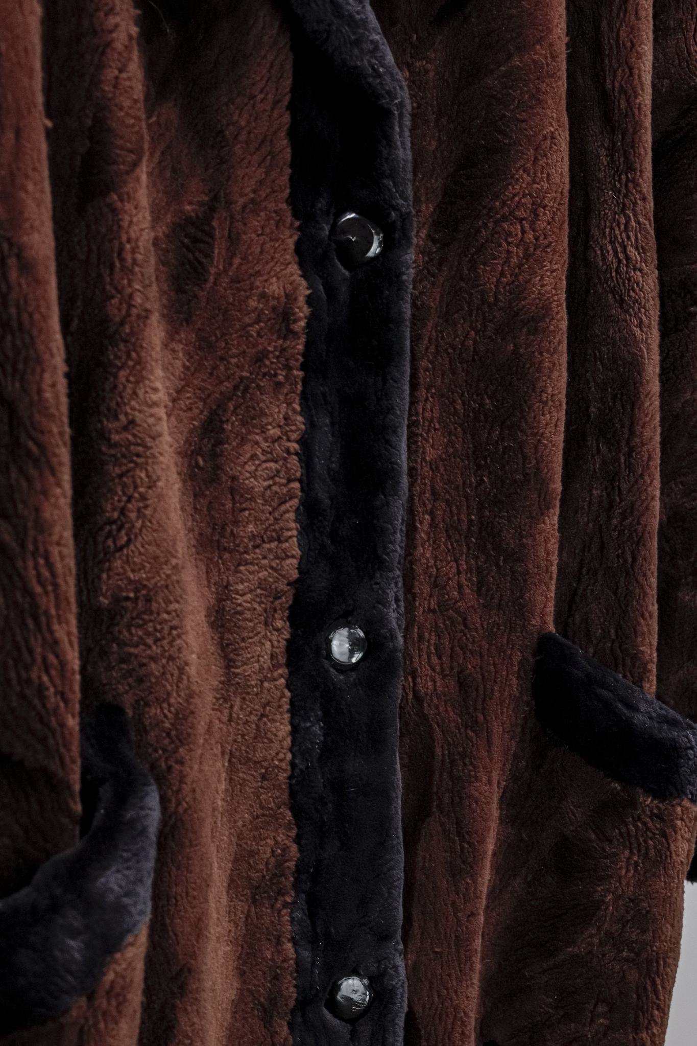 Morris Furs Black and Chestnut Geometric Sheared Beaver Jacket