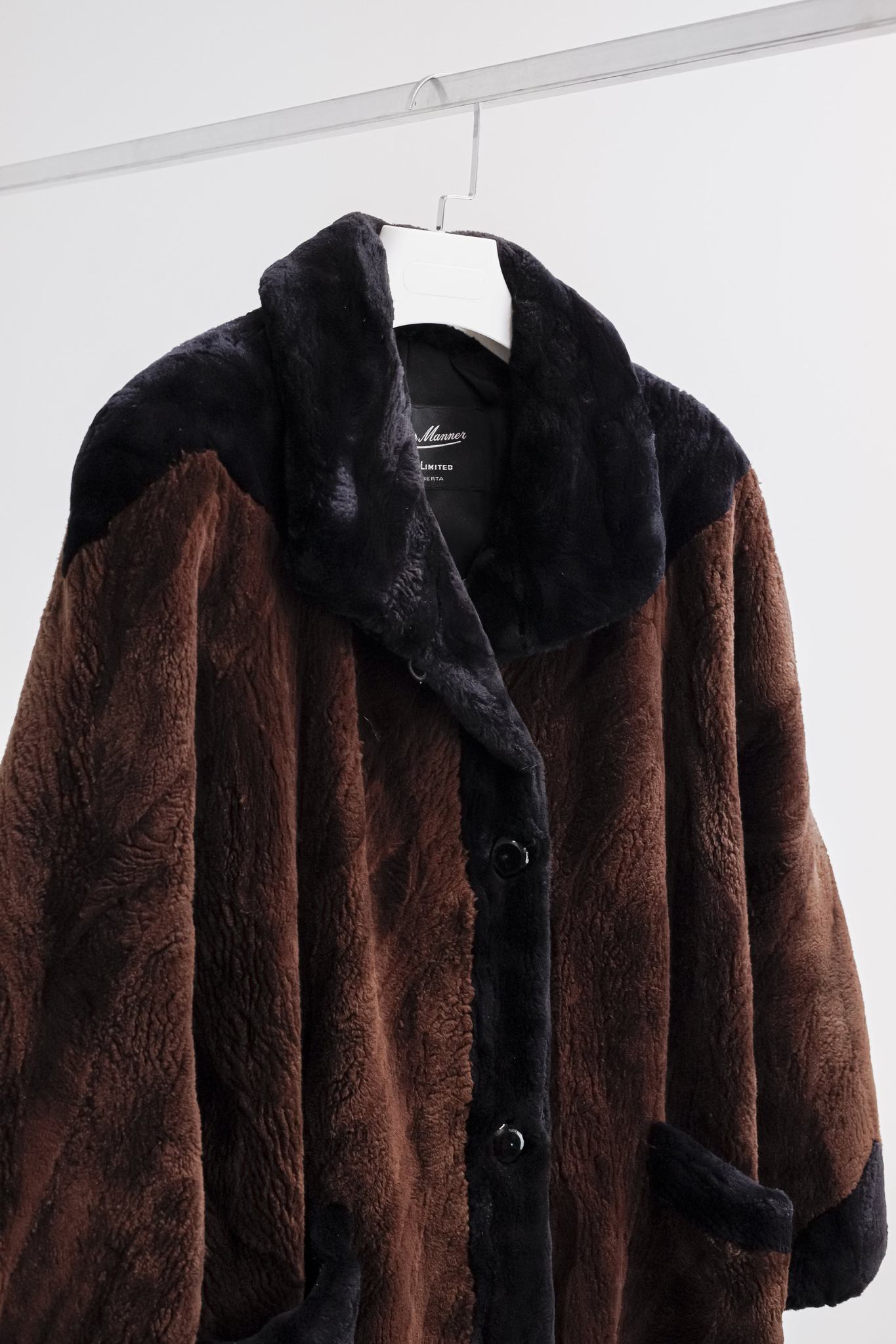 Morris Furs Black and Chestnut Geometric Sheared Beaver Jacket