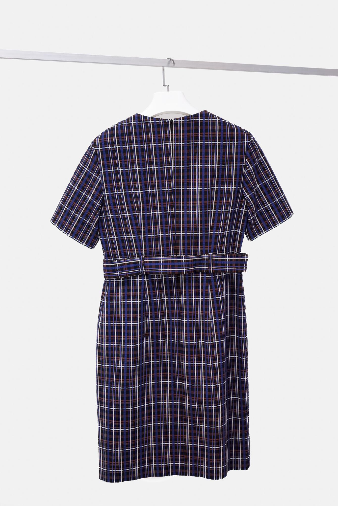 Boss Blue Plaid Belted Dress