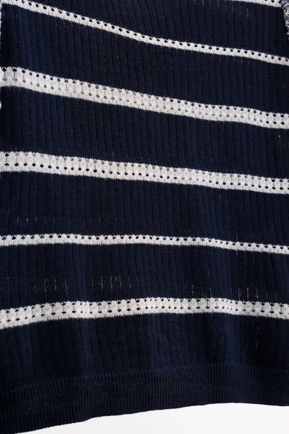 Veronica Beard Navy and White Striped Flutter Sleeve Sweater