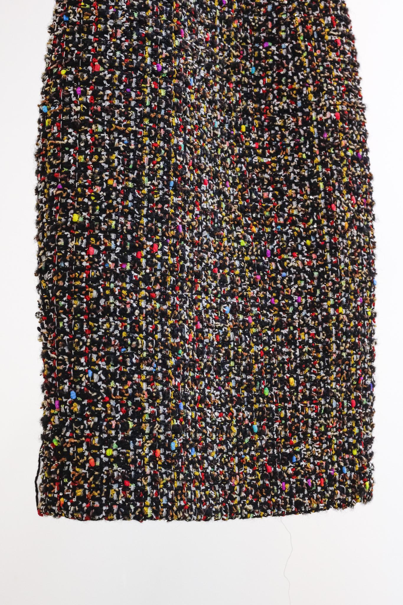 Escada Dalissan Black Knit Multicolour Tweed Dress