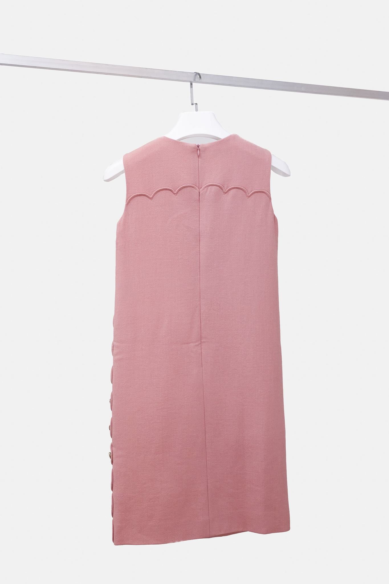 Escada Dascalopa Rosehip Scalloped Wool Midi Dress