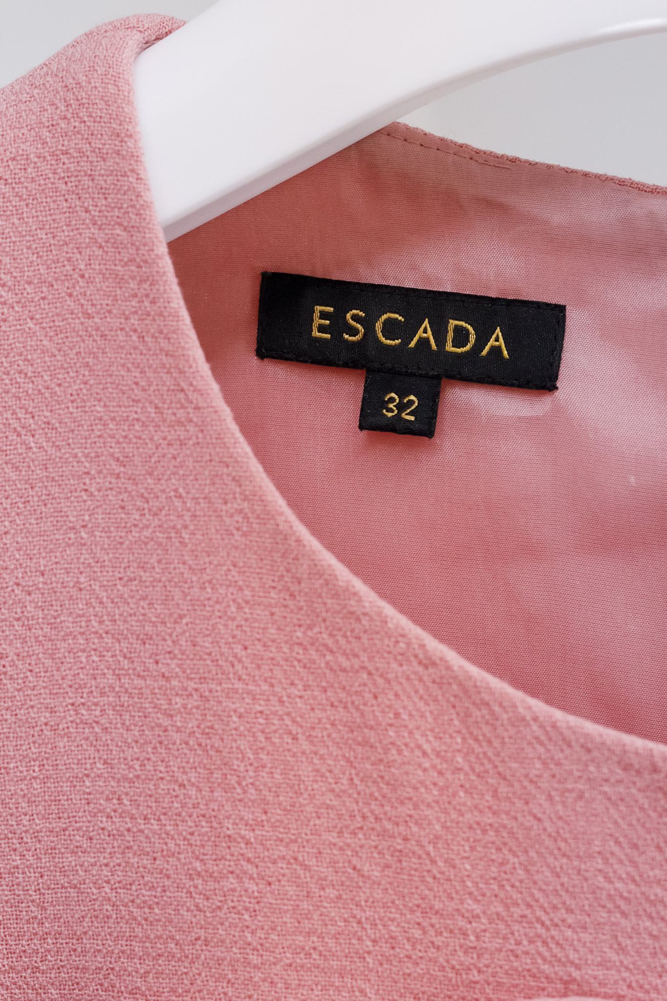 Escada Dascalopa Rosehip Scalloped Wool Midi Dress