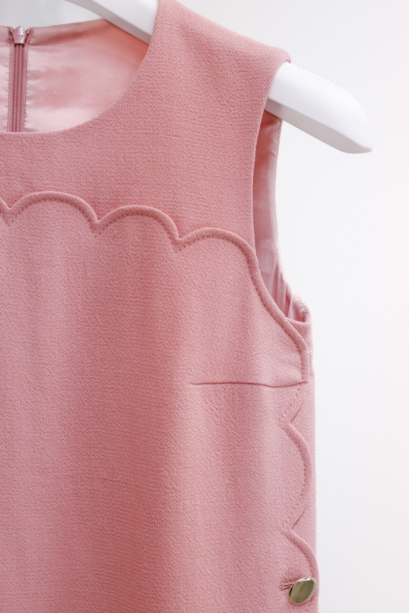 Escada Dascalopa Rosehip Scalloped Wool Midi Dress