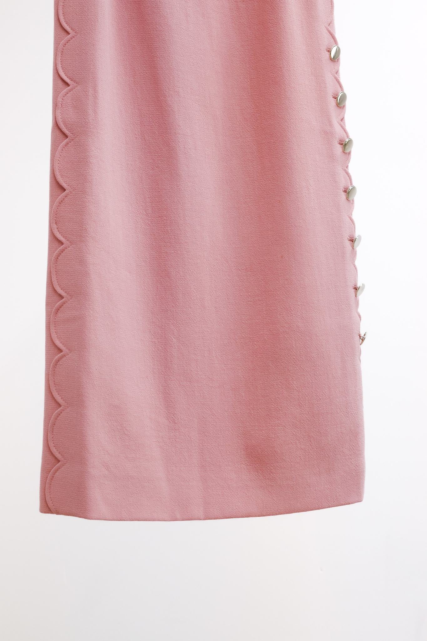 Escada Dascalopa Rosehip Scalloped Wool Midi Dress