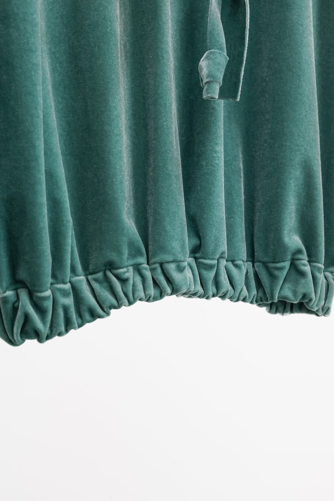 Norma Kamali Green Velvet-Effect Boyfriend Hoodie