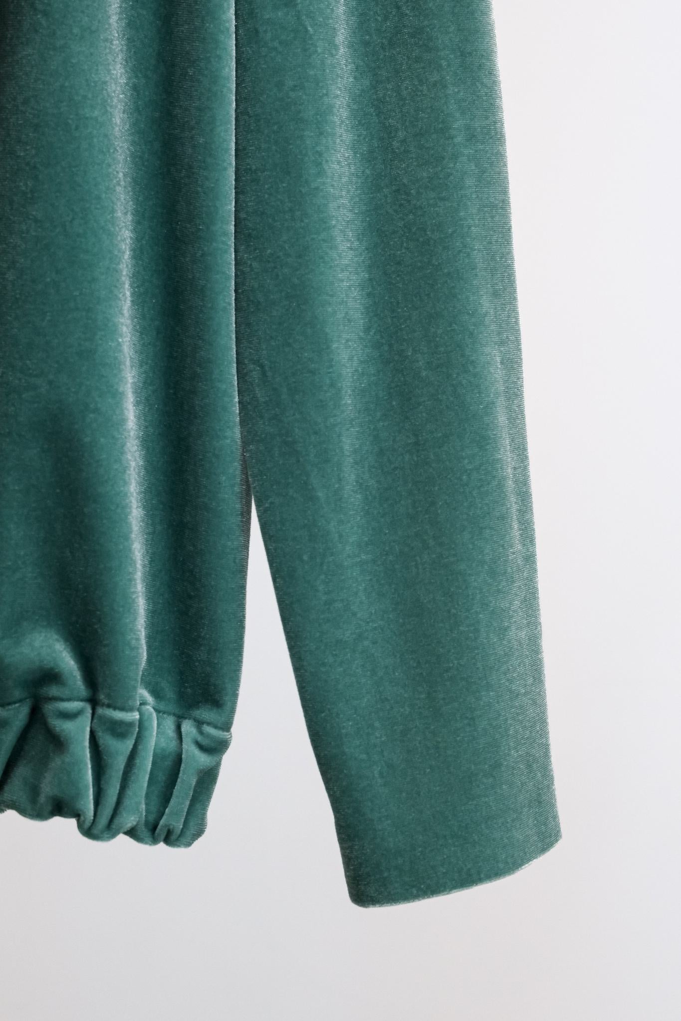 Norma Kamali Green Velvet-Effect Boyfriend Hoodie