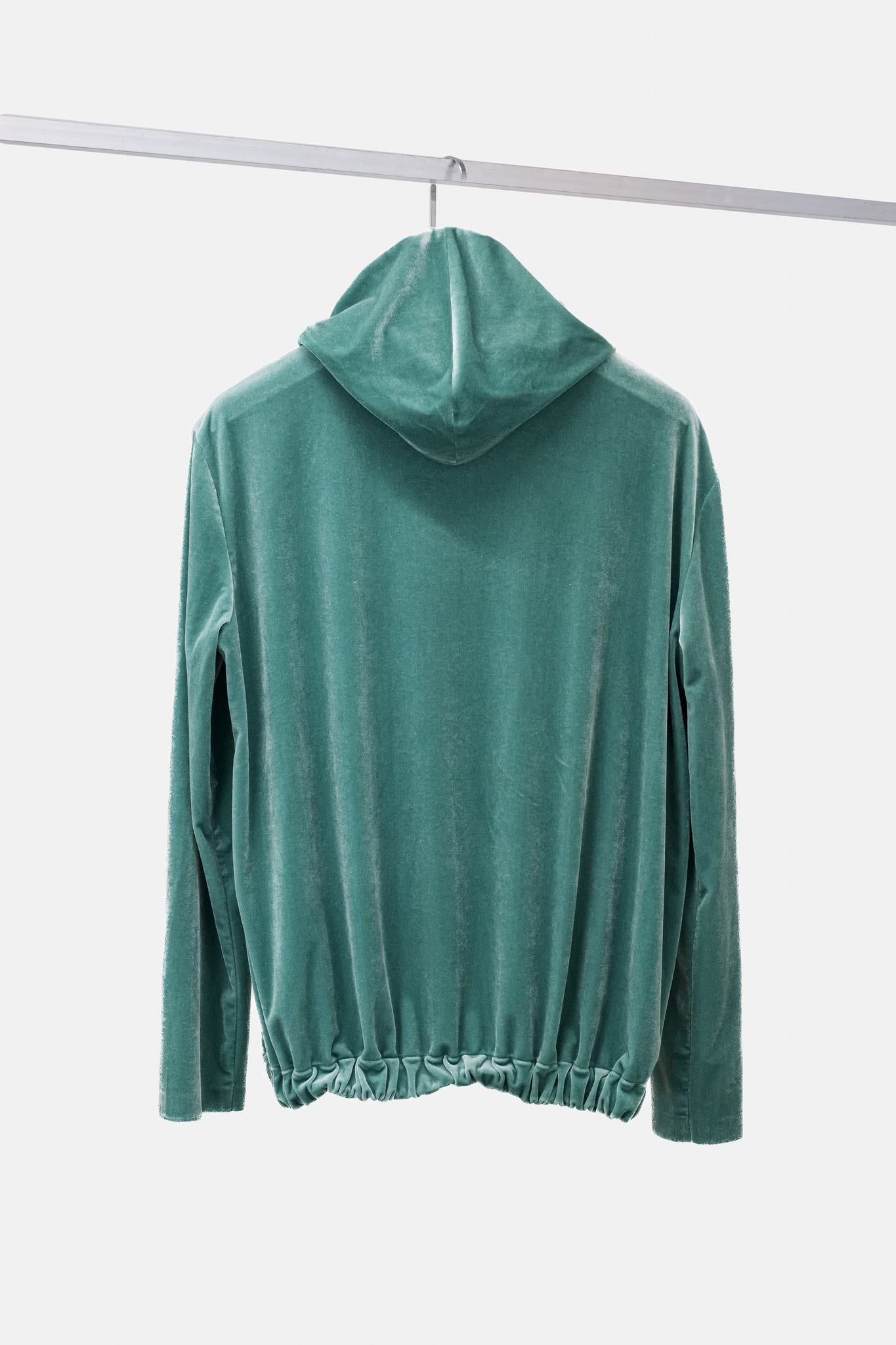 Norma Kamali Green Velvet-Effect Boyfriend Hoodie