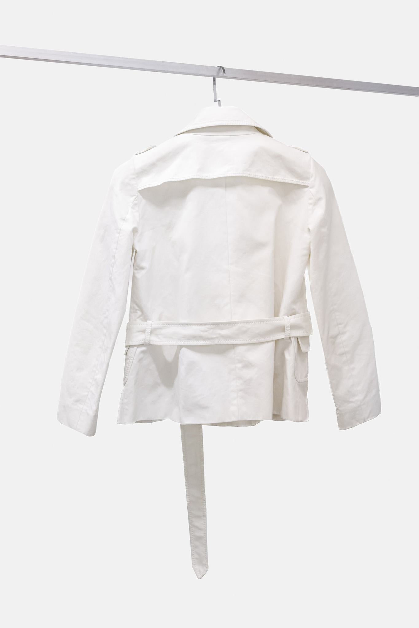 Rochas White Cotton Belted Jacket