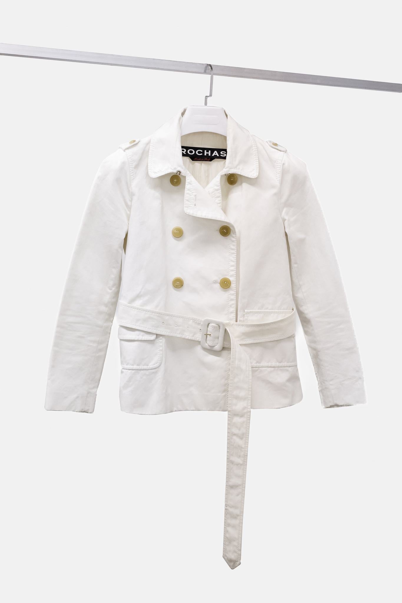 Rochas White Cotton Belted Jacket