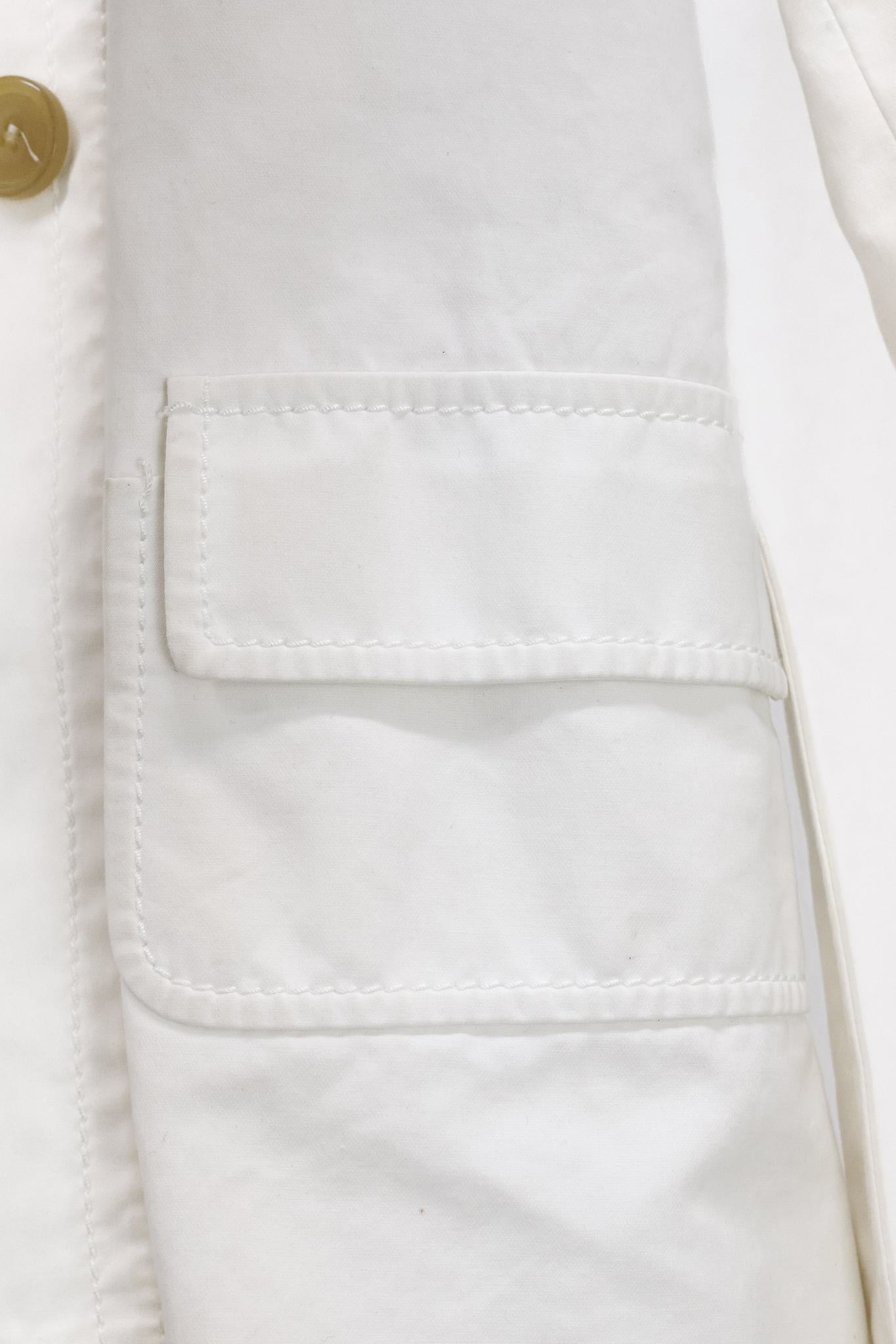 Rochas White Cotton Belted Jacket