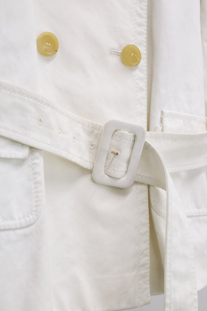 Rochas White Cotton Belted Jacket