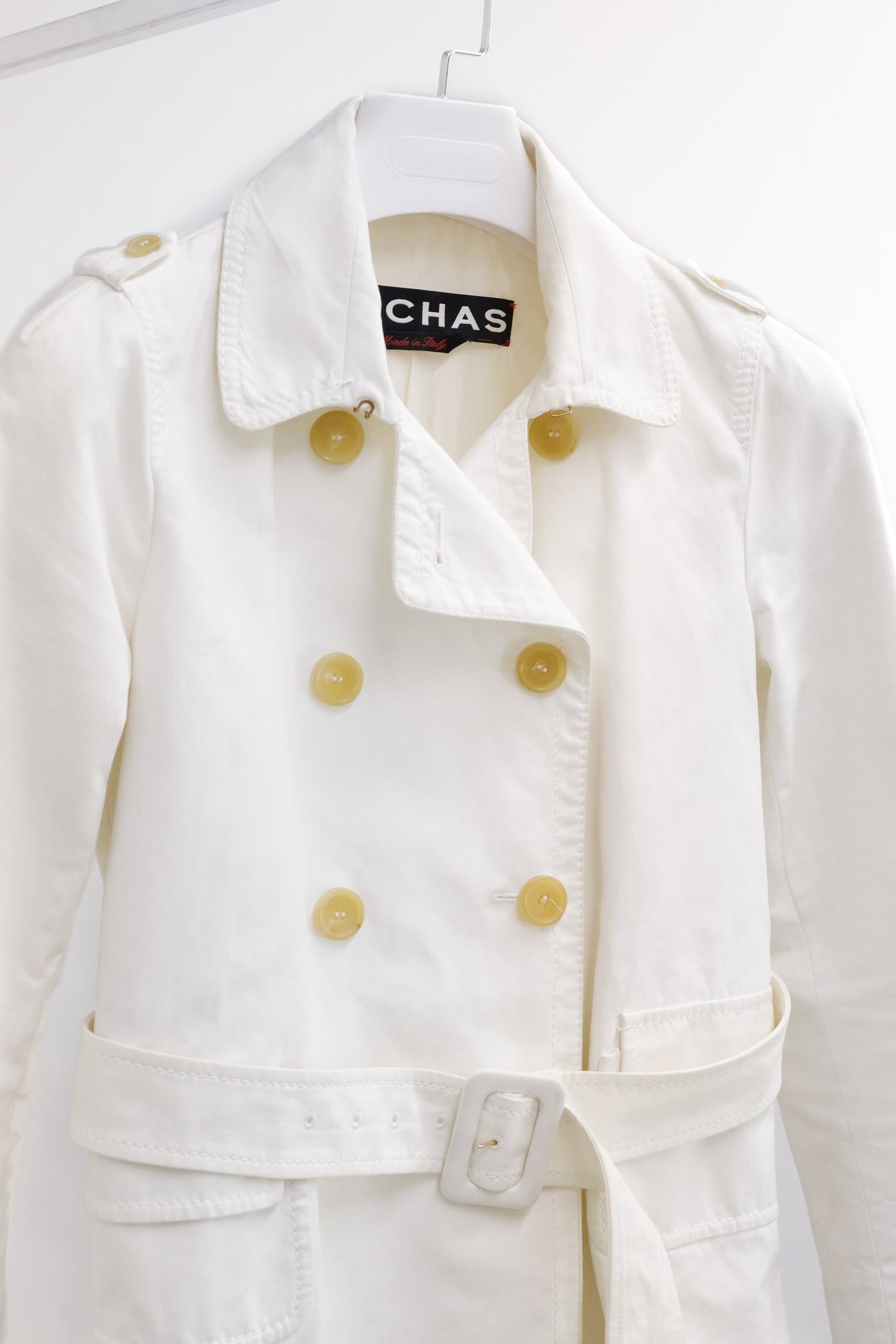 Rochas White Cotton Belted Jacket