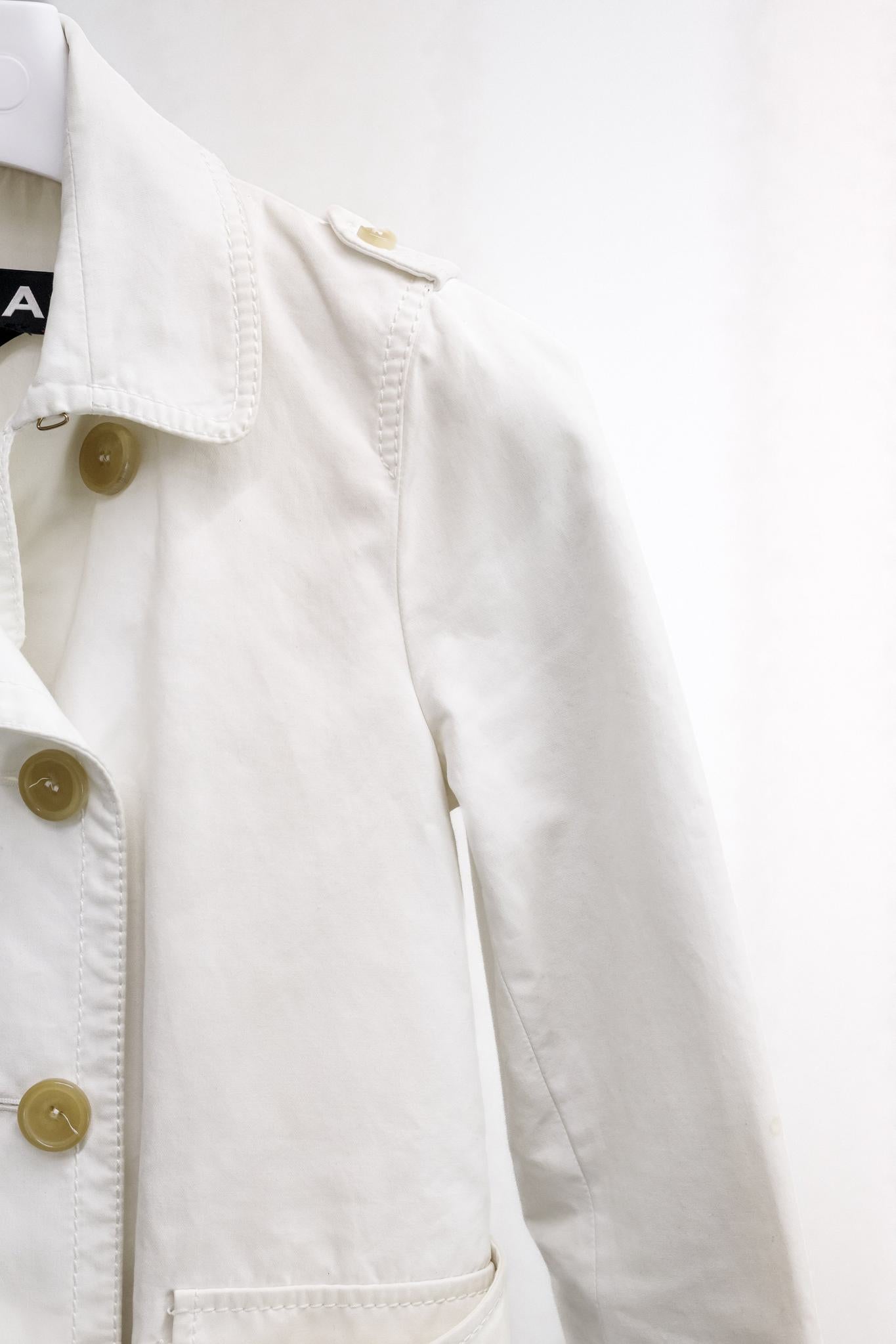 Rochas White Cotton Belted Jacket