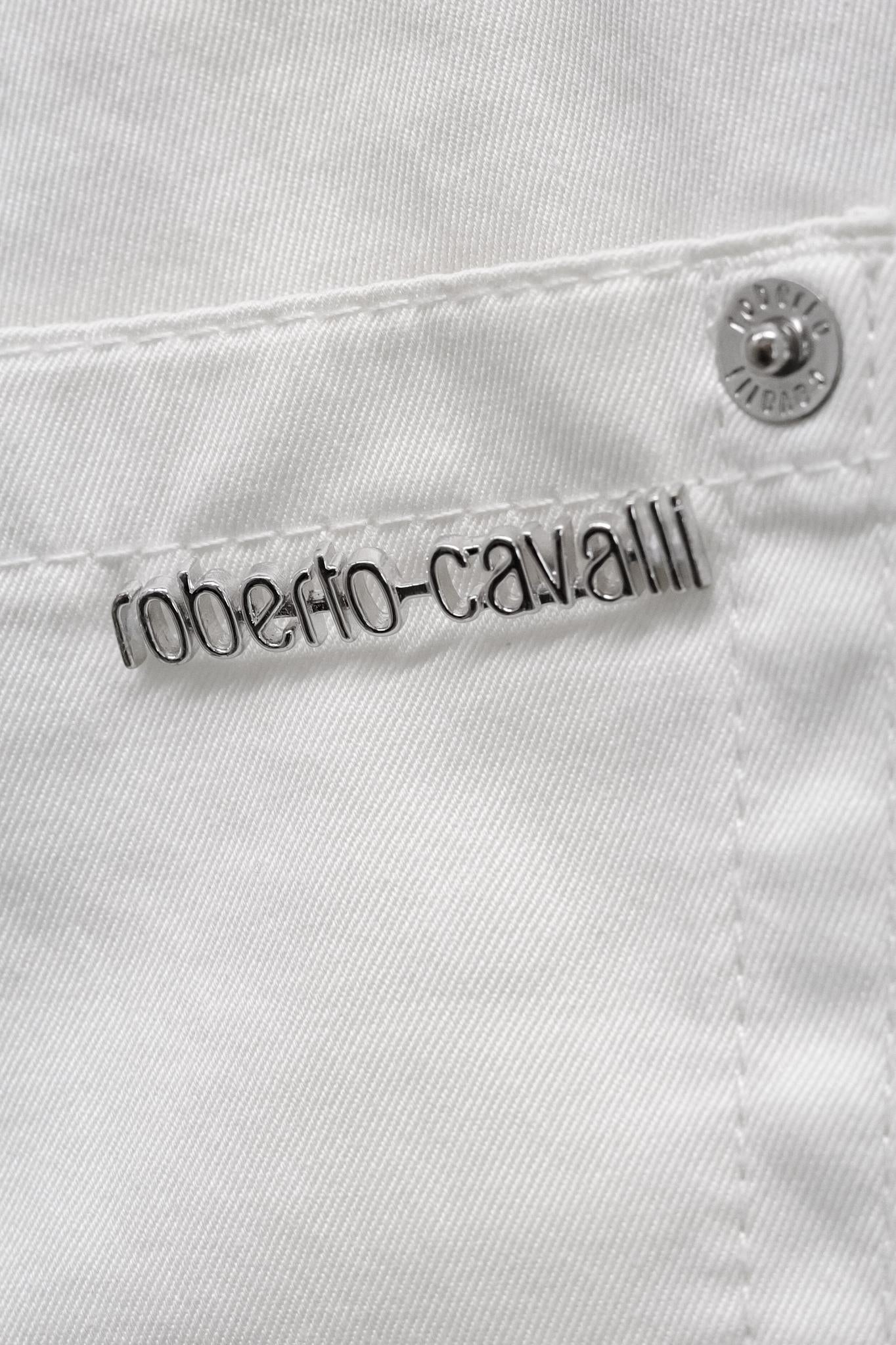 Roberto Cavalli White Star Embroidered Straight Leg Pants