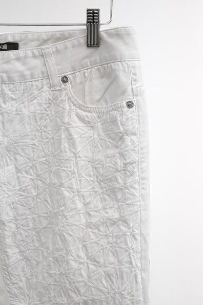 Roberto Cavalli White Star Embroidered Straight Leg Pants