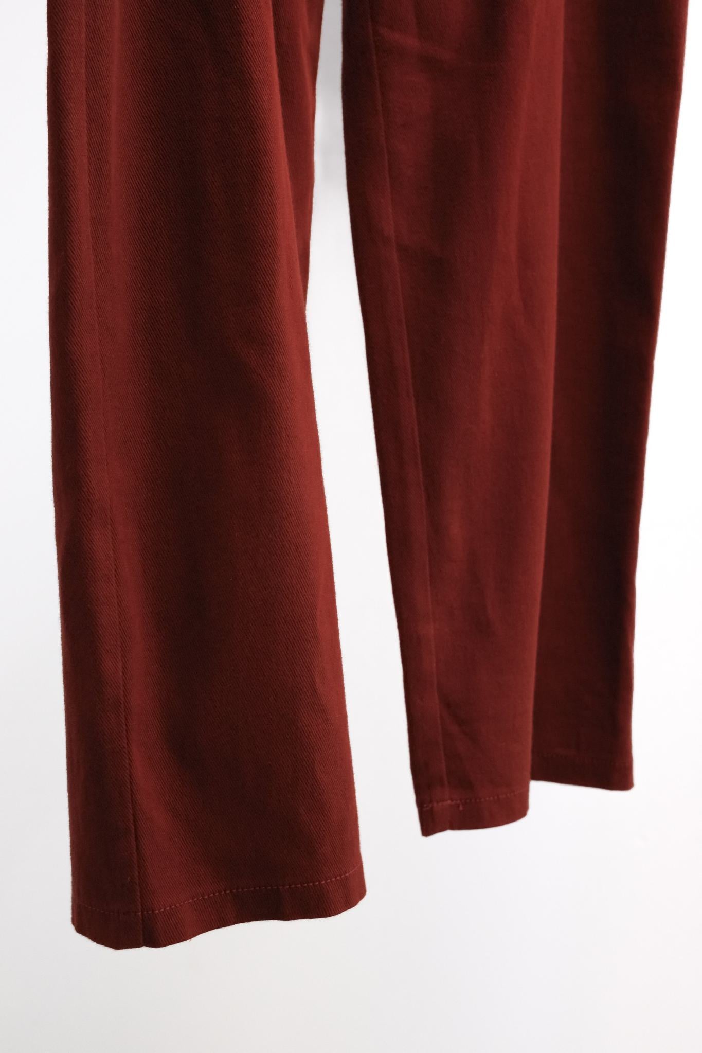 See By Chloe Burgundy Gathered Twill Cropped Straight Leg Pants