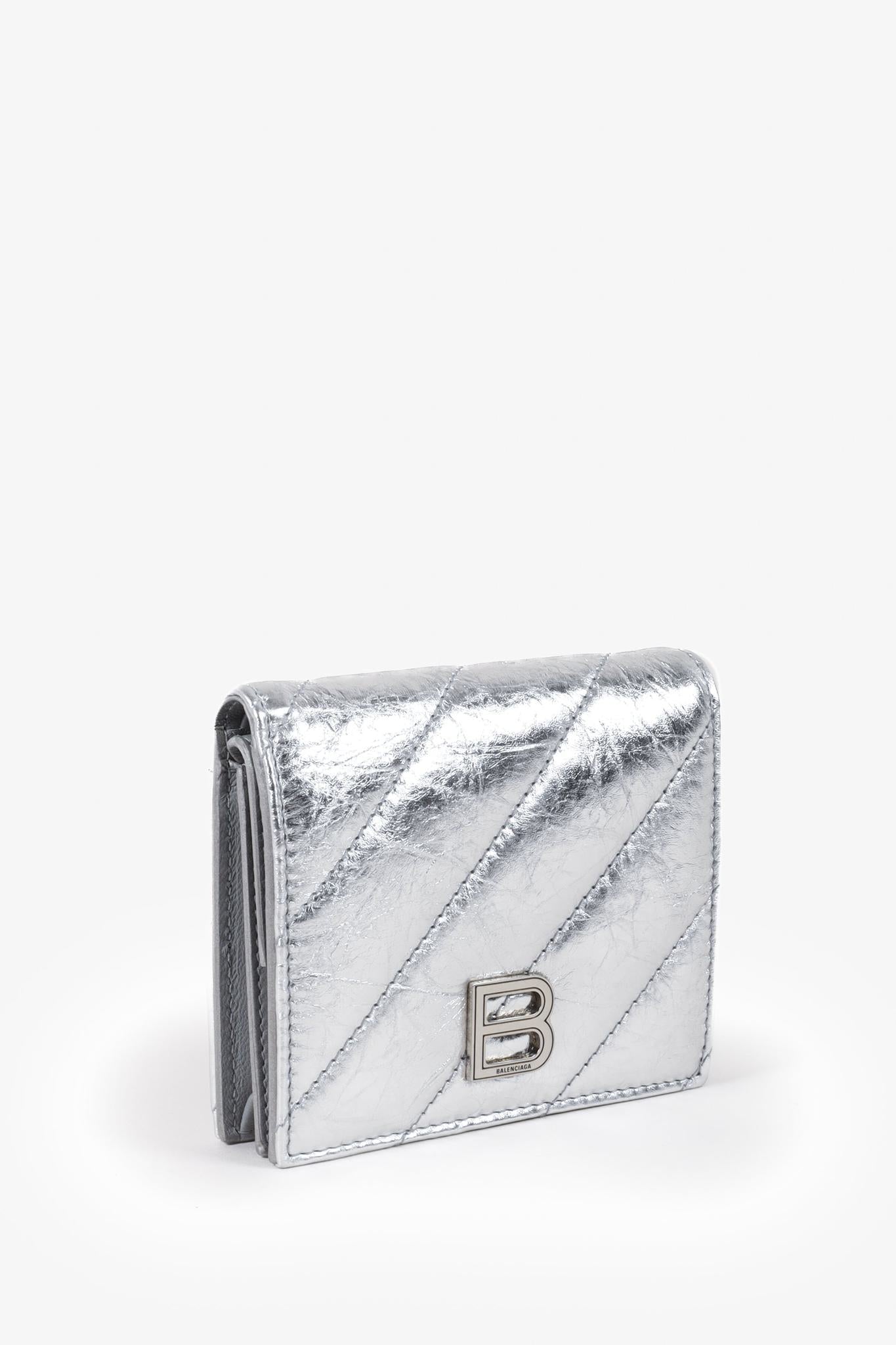 Balenciaga Crush Metallized Quilted Wallet
