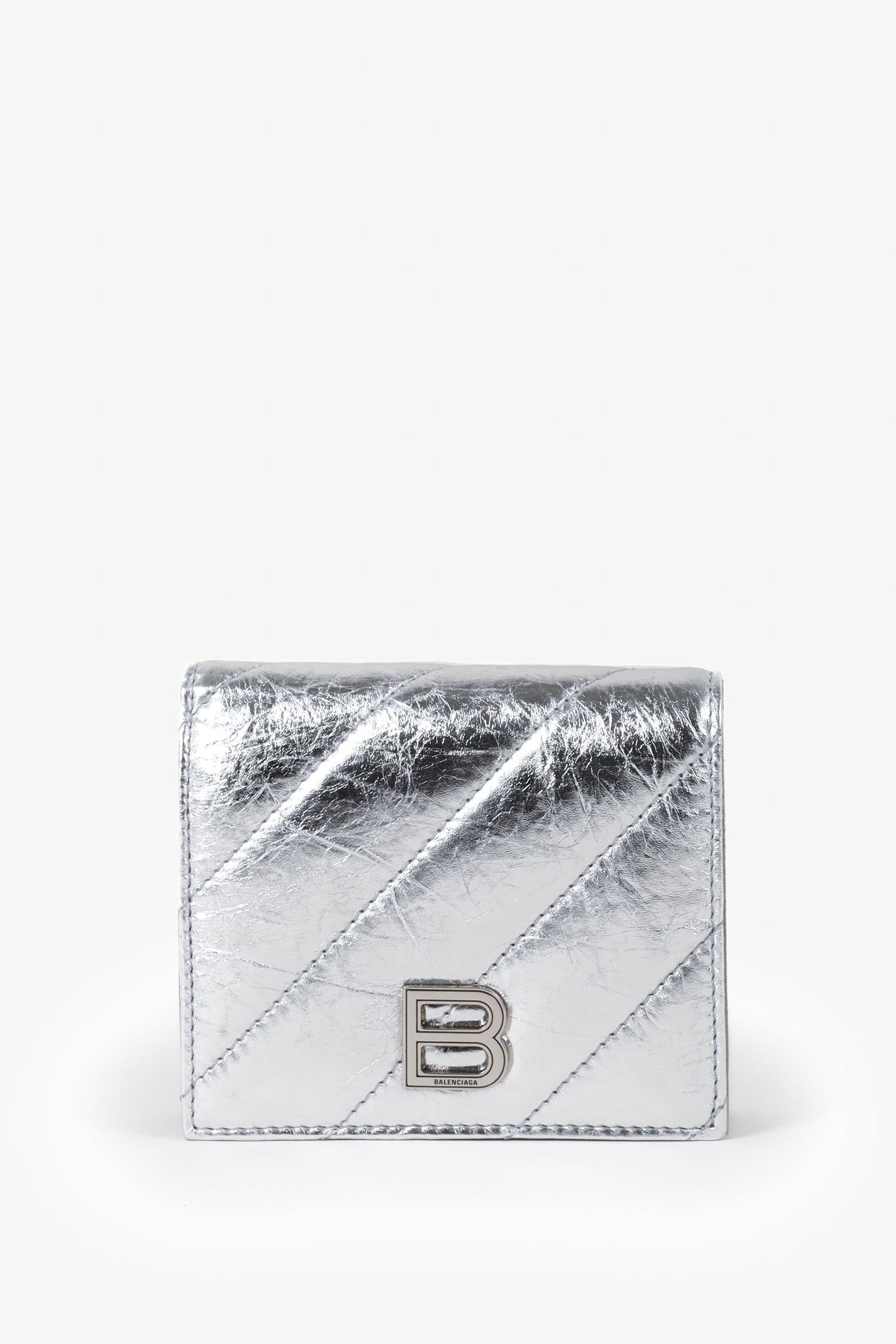 Balenciaga Crush Metallized Quilted Wallet