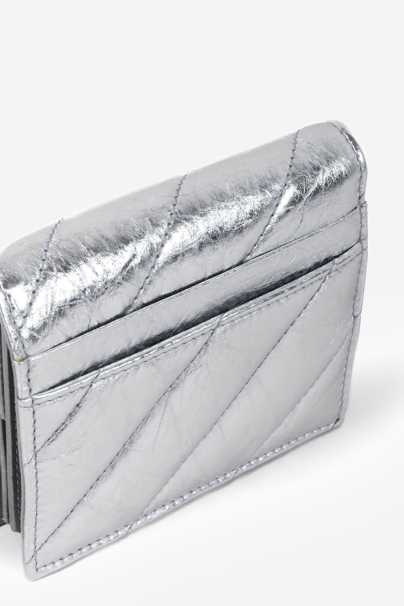 Balenciaga Crush Metallized Quilted Wallet