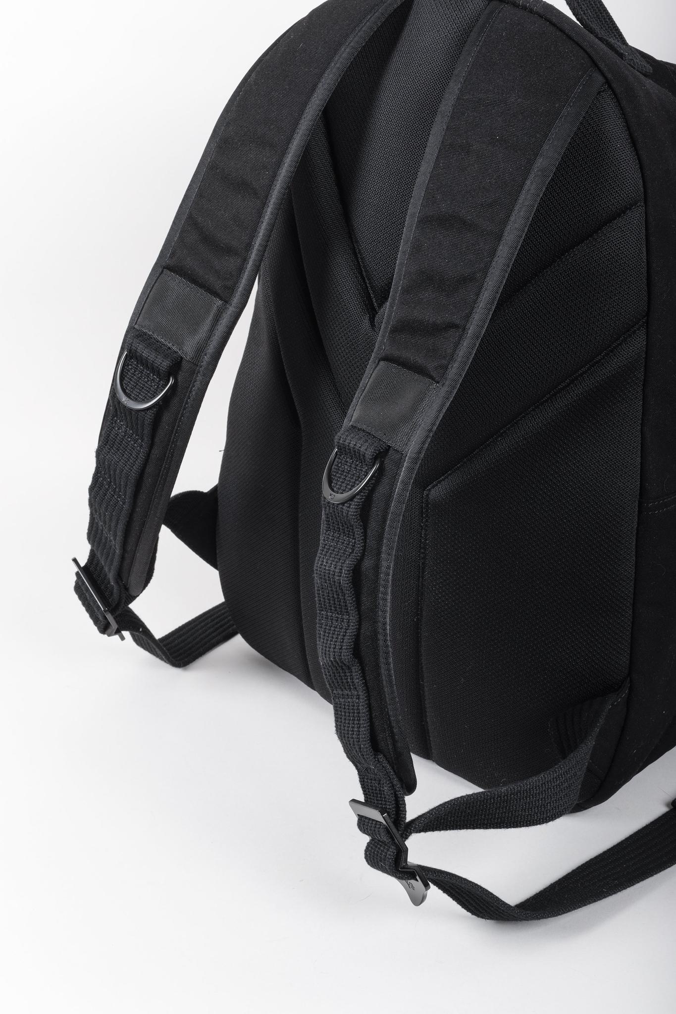 Y-3 Logo Embroidered Black Canvas Backpack