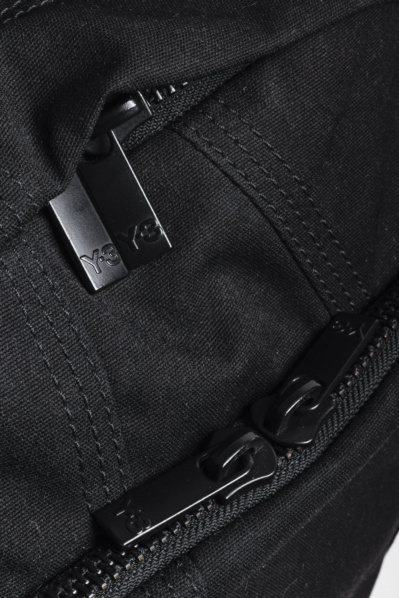 Y-3 Logo Embroidered Black Canvas Backpack