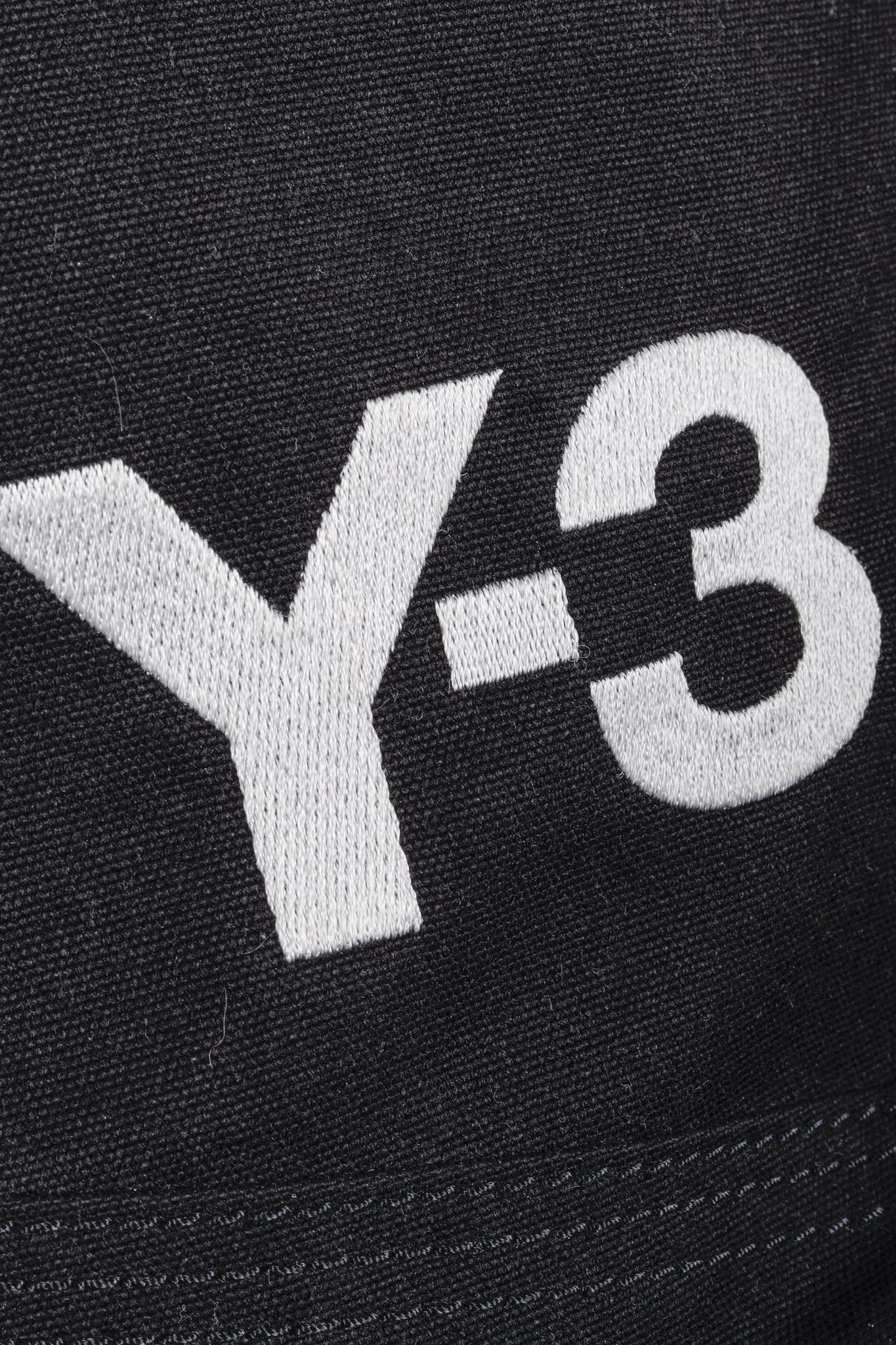 Y-3 Logo Embroidered Black Canvas Backpack