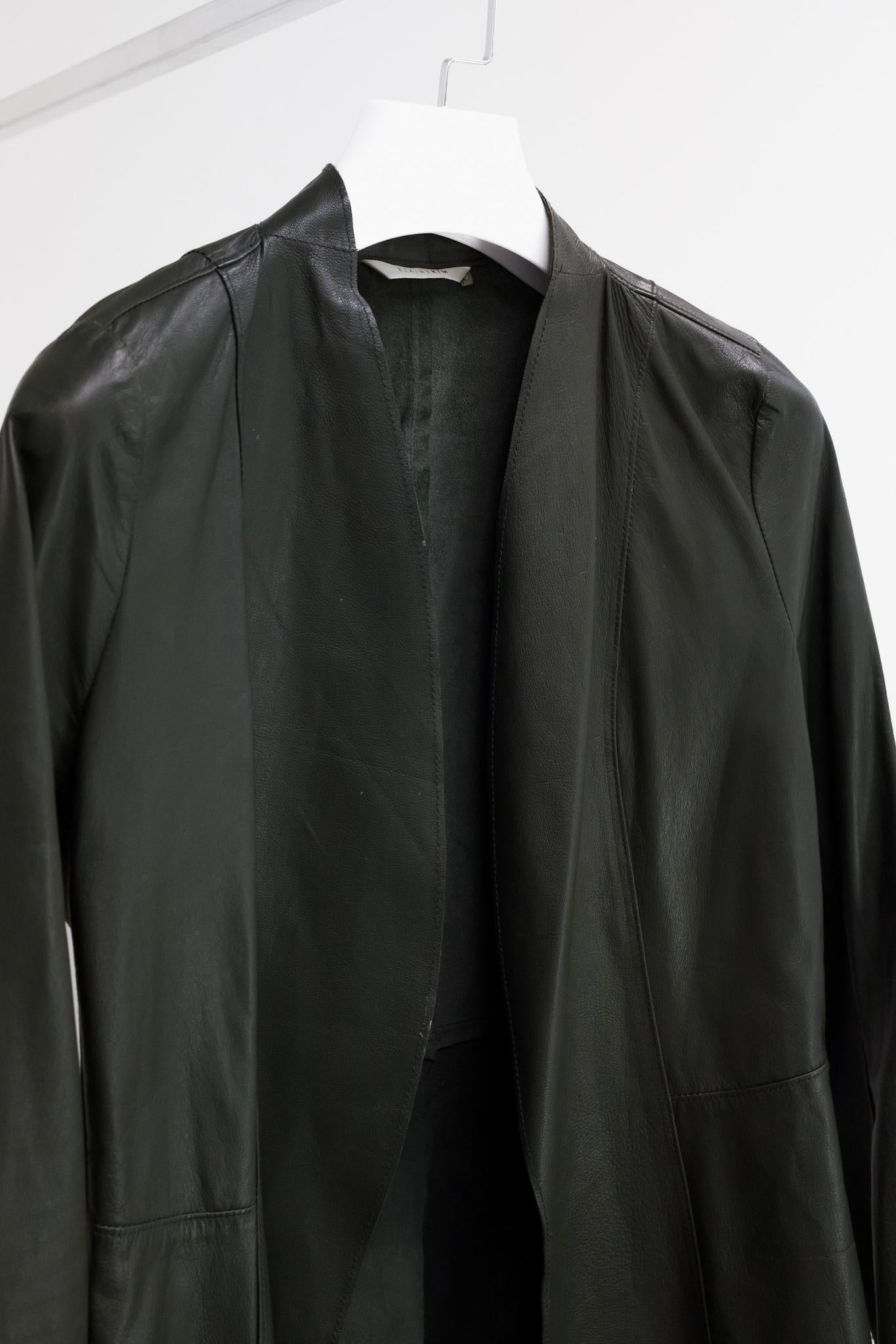 Elaine Kim Olive Green Leather Jacket