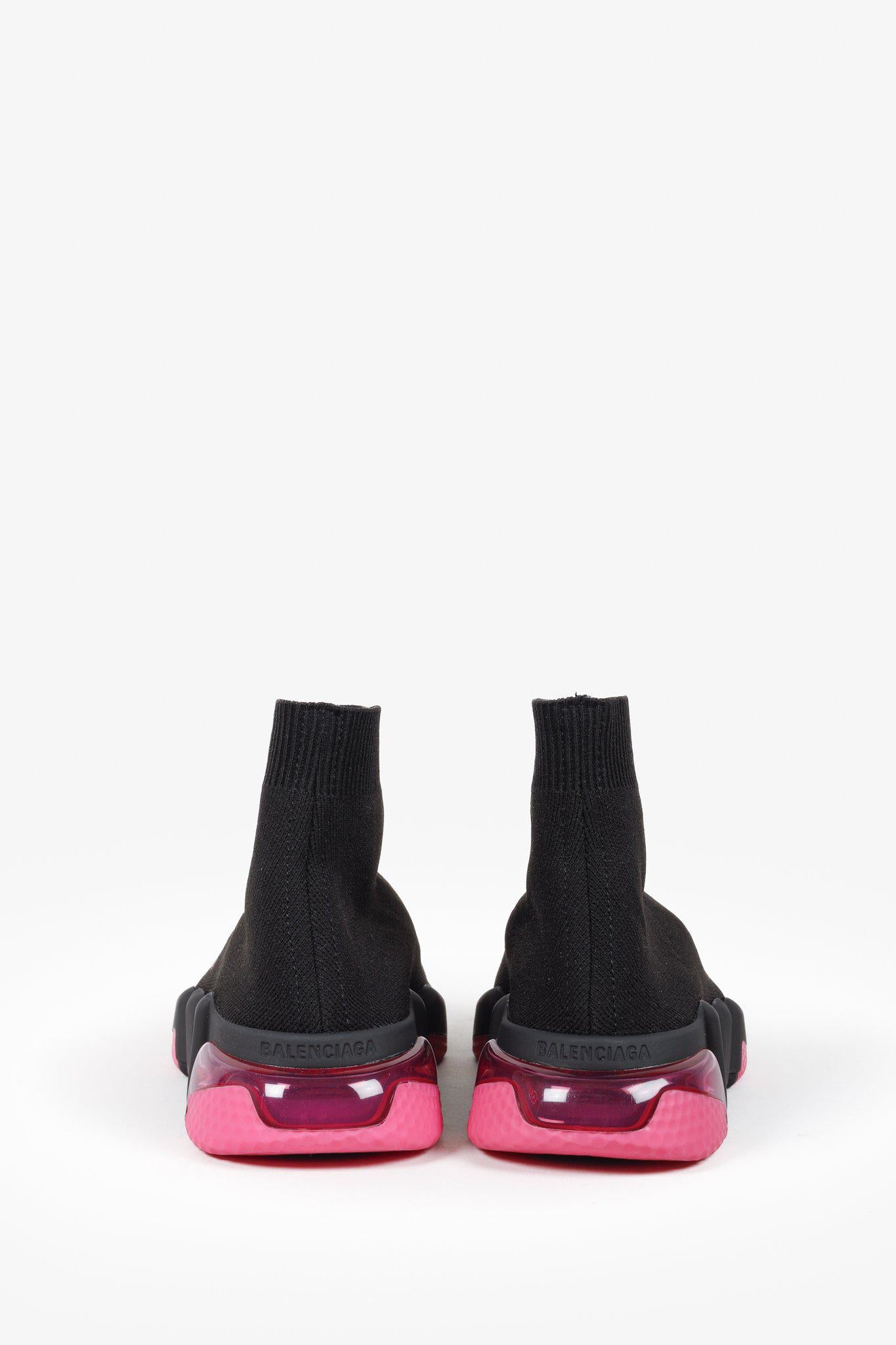 Balenciaga Black and Pink Speed LT Sneakers