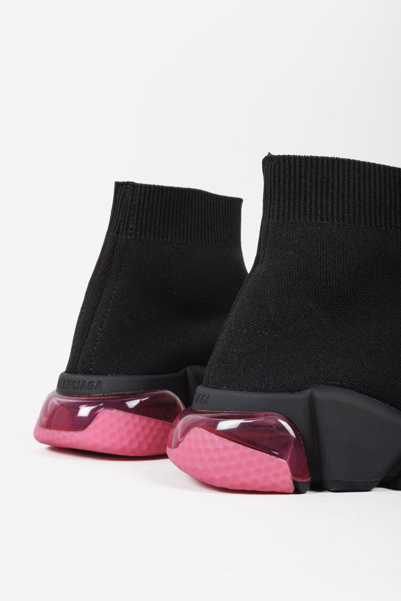 Balenciaga Black and Pink Speed LT Sneakers