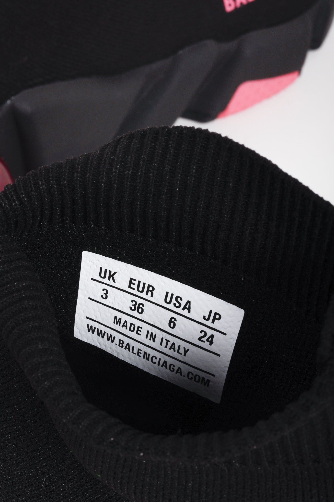Balenciaga Black and Pink Speed LT Sneakers