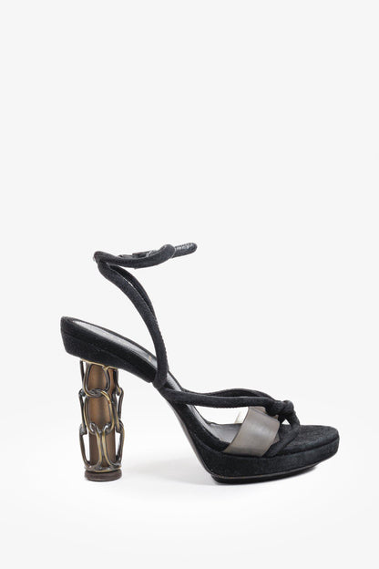 Fendi Spring 2008 RTW Black Suede Cage Chain Sandals