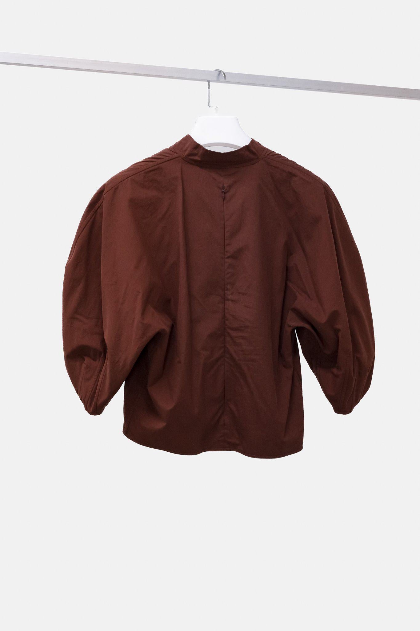 Marni PF/18 Brown Lavaillare Puff Sleeve Top