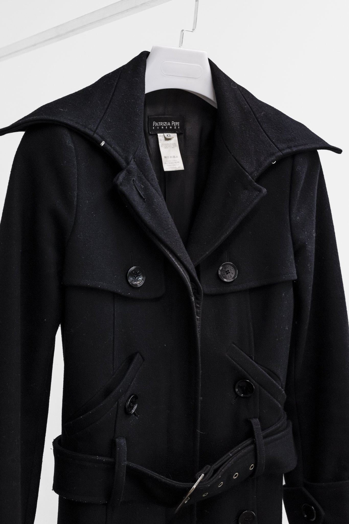 Patrizia Pepe Black Wool Peacoat